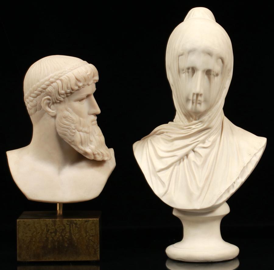 MODERN COMPOSITE BUSTS, 2 PCS, H 12"-15" (1 of 8)