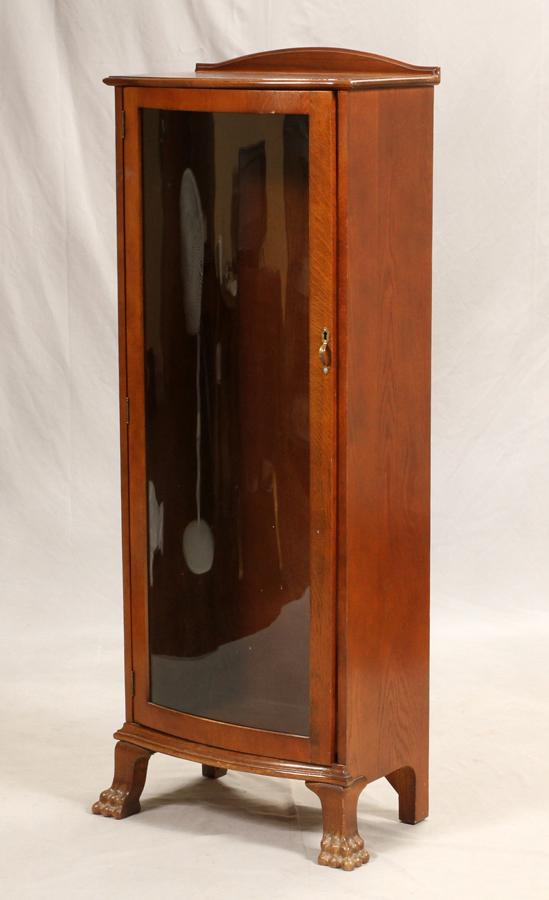 CARVED OAK CURIO/BOOK CASE, H 59", W 22", D 14" (1 of 4)