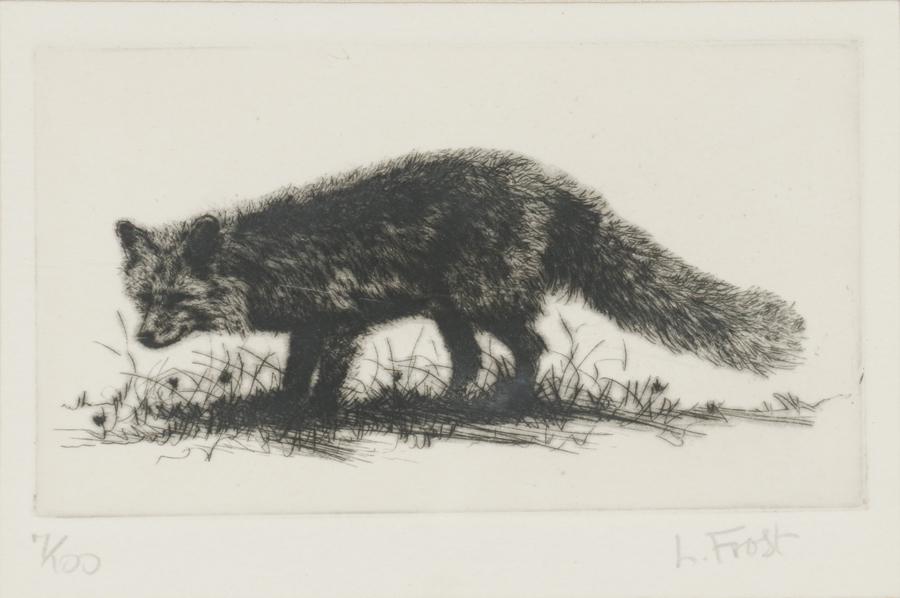 L. FROST ETCHING H 3" W 5" FOX (1 of 5)