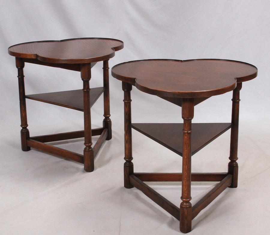 WALNUT CLOVER FORM TABLES, PAIR H 22" W 23" (1 of 2)