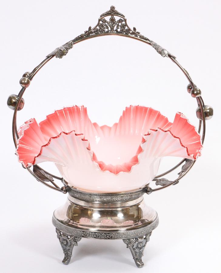 VICTORIAN SILVER PLATE CENTERPIECE W/ GLASS INSERT (1 of 5)