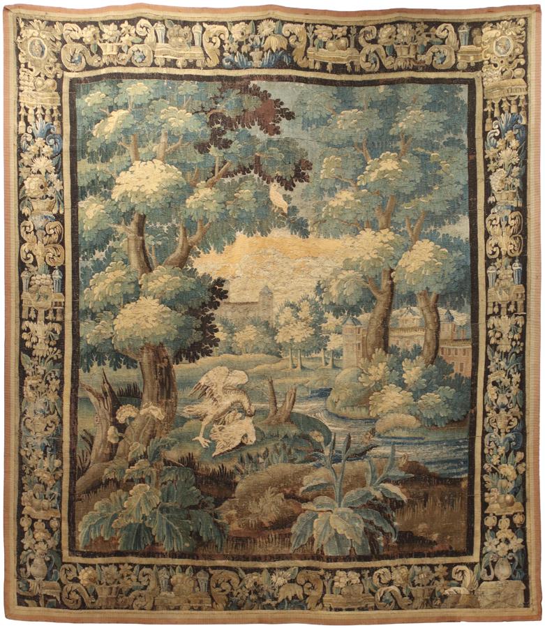 FLEMISH WOOL TAPESTRY, 18TH C, H 9' 4", W 8' 4" (1 of 8)