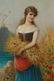 HANS ZATZKA OIL ON CANVAS GIRL WITH FLOWER BUSHEL - 2