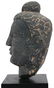 CARVED BASALT BUDDHA HEAD, C. 1900, H 11", W 7" - 4