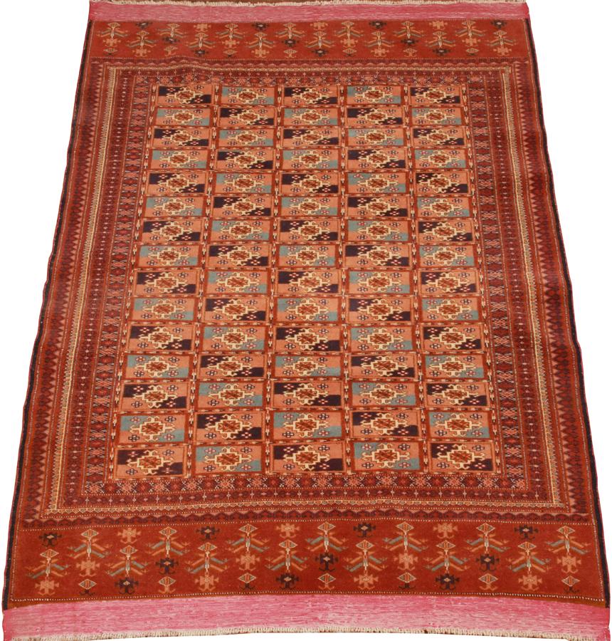 TRIBAL TURKOMAN WOOL ORIENTAL RUG W 4'4" L 5'8" (1 of 4)