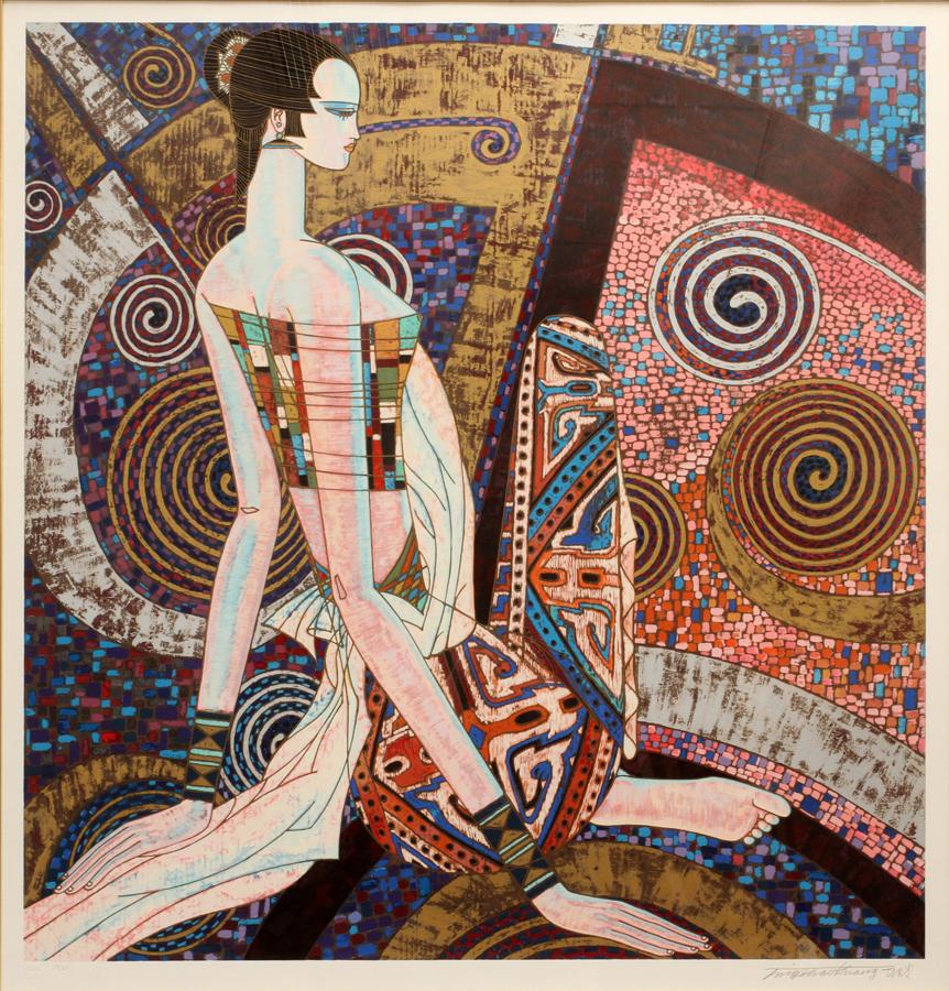 TING SHAO KUANG SERIGRAPH ON PAPER, "GOLDEN ORB" (1 of 5)