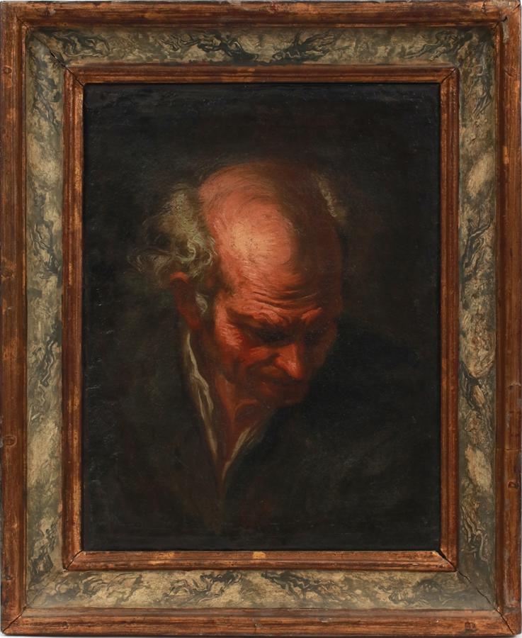 OIL ON CANVAS, 19TH C, MAN WITH DOWNWARD GAZE (1 of 6)