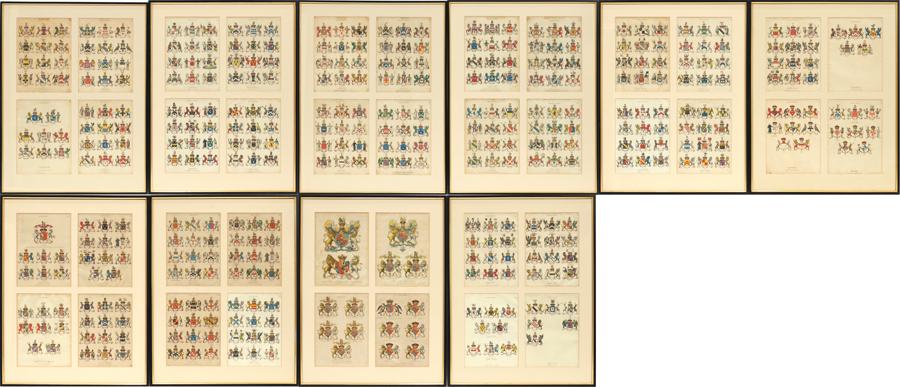 HAND-TINTED LITHOGRAPHS ON PAPER, 19TH C, 10 PCS (1 of 16)