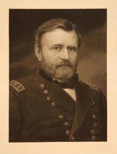 WILLIAM EDGAR MARSHALL ENGRAVING ON PAPER: WILLIAM EDGAR MARSHALL (AMERICAN 1837-1906) ENGRAVING ON PAPER, PORTRAIT OF GENERAL ULYSSES S. GRANT Pencil signed lower right.
