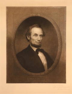 WILLIAM EDGAR MARSHALL ENGRAVING ON PAPER: WILLIAM EDGAR MARSHALL (AMERICAN 1837-1906) ENGRAVING ON PAPER, PORTRAIT OF PRESIDENT ABRAHAM LINCOLN Pencil signed lower right.