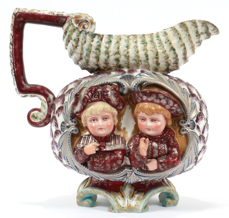 ENGLISH CERAMIC WATER PITCHER TWO CHILDREN (1 of 4)