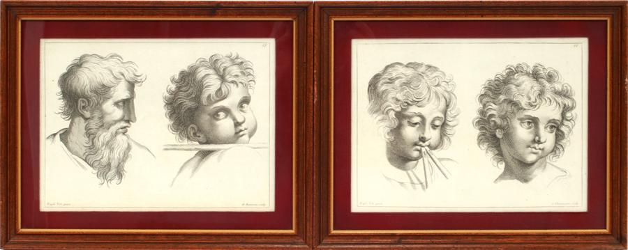 STIPPLE ENGRAVINGS, PAIR, PROFILE STUDIES (1 of 8)