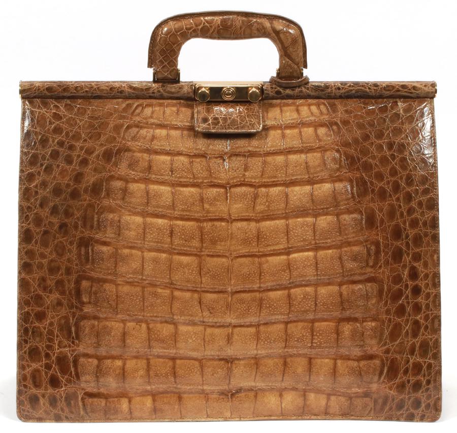 LUC BENOIT CROCODILE LEATHER & SUEDE BRIEFCASE (1 of 5)