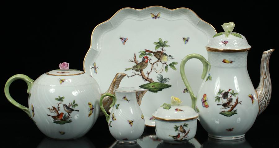 HEREND PORCELAIN ROTHSCHILD BIRD TEA SET (1 of 6)