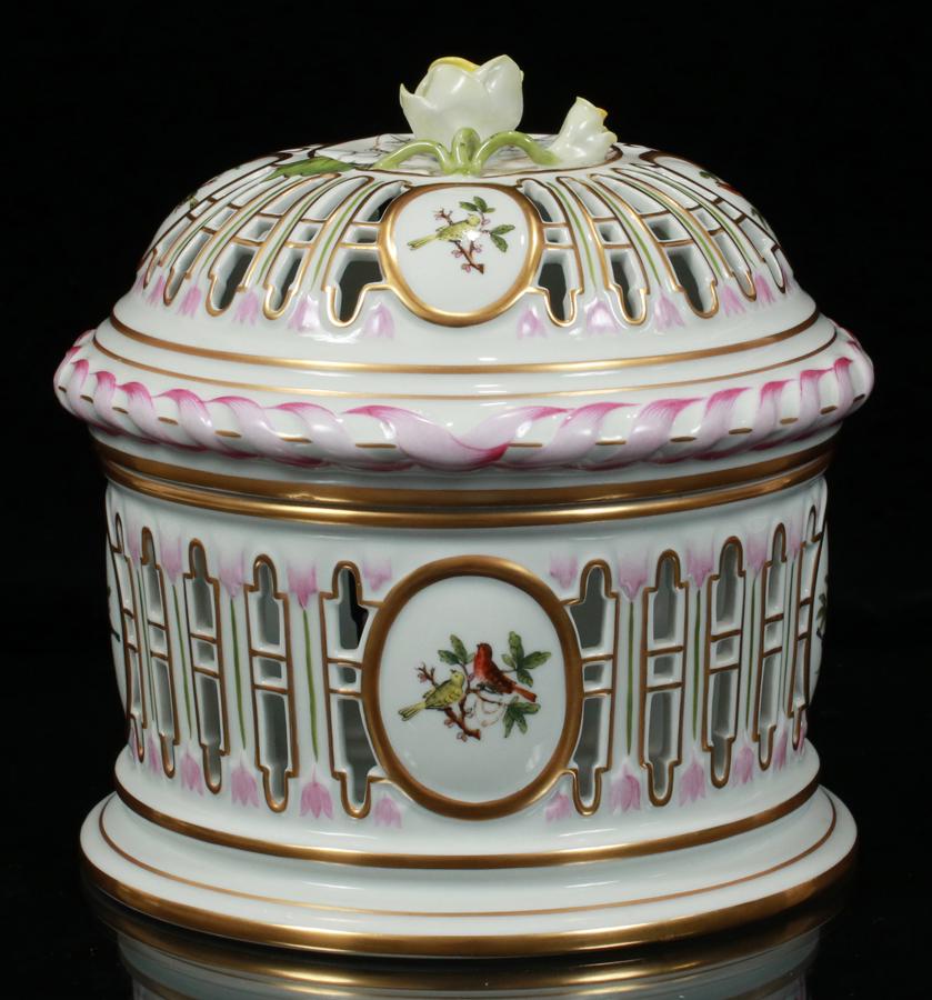 HEREND ROTHSCHILD BIRD  FRUIT COOLER H 7" DIA 7" (1 of 3)