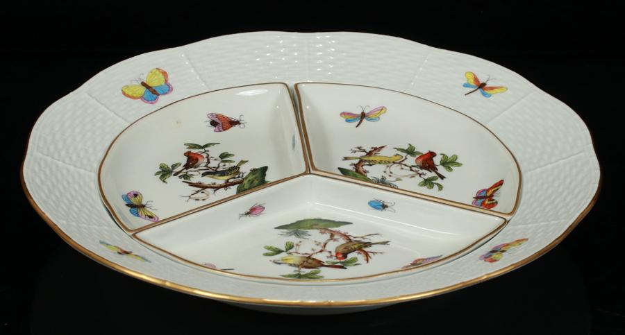 HEREND "ROTHSCHILD BIRD" TRAY WITH 3 DIVIDERS (1 of 4)
