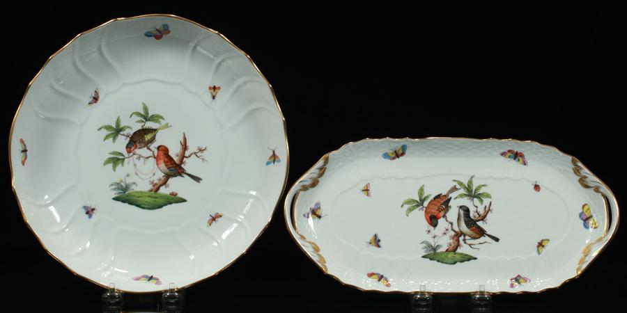 HEREND PORCELAIN BOWL AND TRAY L 12" DIA 10.5" (1 of 5)