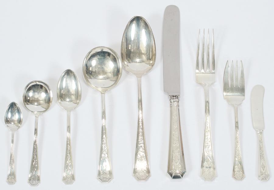 STERLING DINNER FLATWARE "FAIRFAX ENGRAVED" FOR 12 (1 of 4)