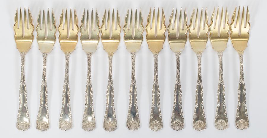 TIFFANY STERLING, WAVE EDGE DESSERT FORKS, ELEVEN (1 of 1)