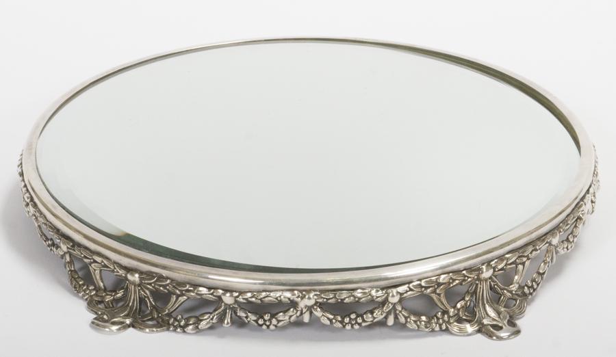 SILVER PLATE FRAME  BEVELED MIRROR TABLE PLATEAU (1 of 3)