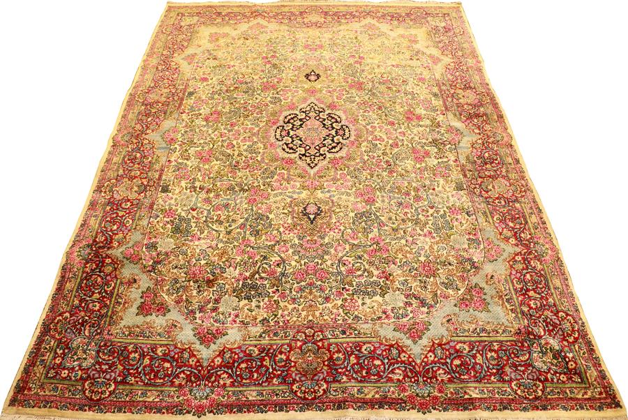 IRANIAN KERMAN CARPET, C 1940 W 8'8" L 11'10" (1 of 5)