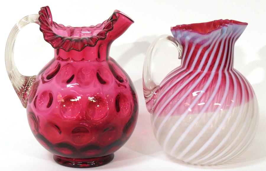 CRANBERRY BLOWN GLASS WATER PITCHERS (1 of 5)