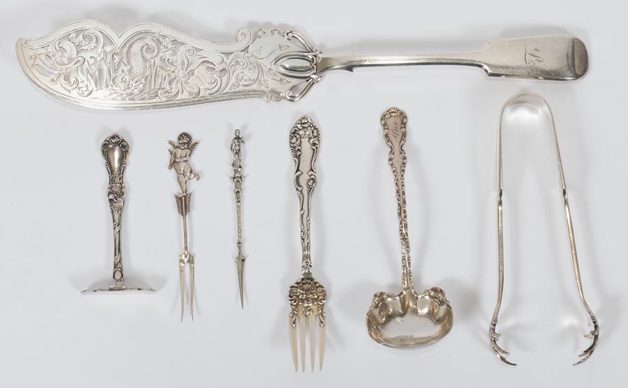 STERLING & SILVER PLATE UTENSILS, 7 PCS (1 of 1)