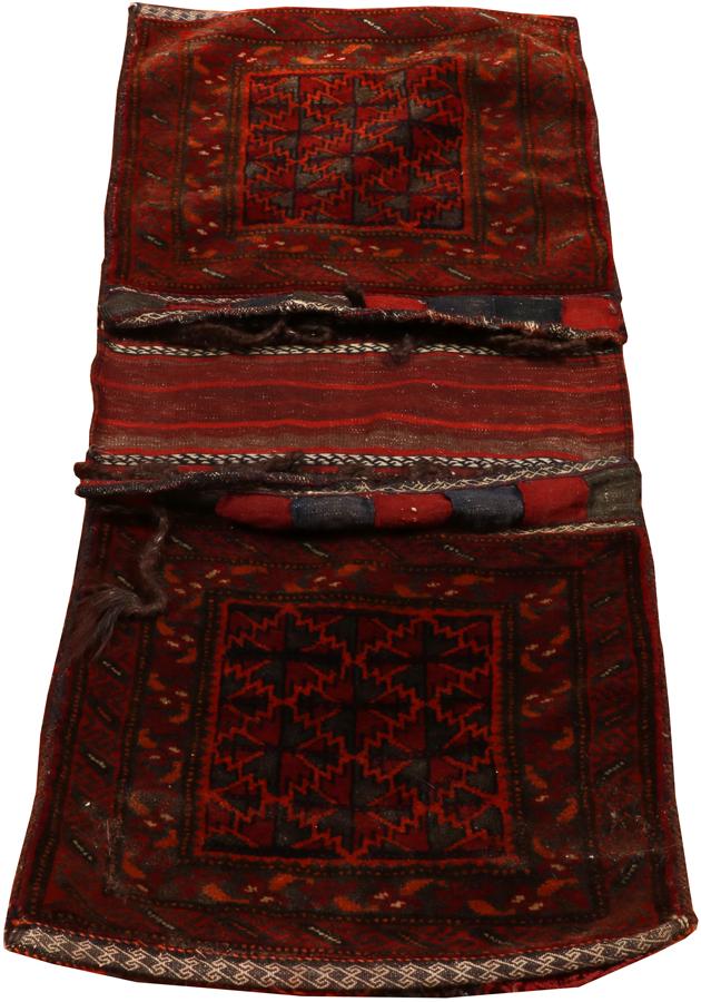 HAND WOVEN TRIBAL SADDLE BAG  W 1'8" L 3'9'' (1 of 2)