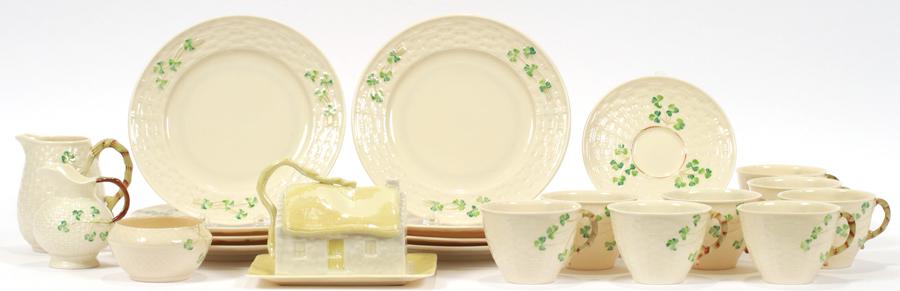 BELLEEK IRISH PORCELAIN TEA SERVICE: 28 PCS. (1 of 7)