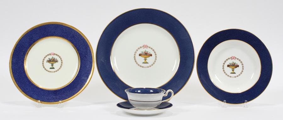COPELAND SPODE PORCELAIN, COBALT BAND DINNER SET (1 of 3)