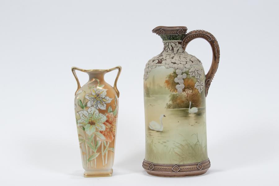 NIPPON JAPANESE PORCELAIN  PITCHER 9" AND VASE7" (1 of 4)