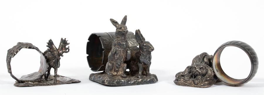 VICTORIAN SILVER PLATE FIGURAL NAPKIN RINGS (1 of 13)