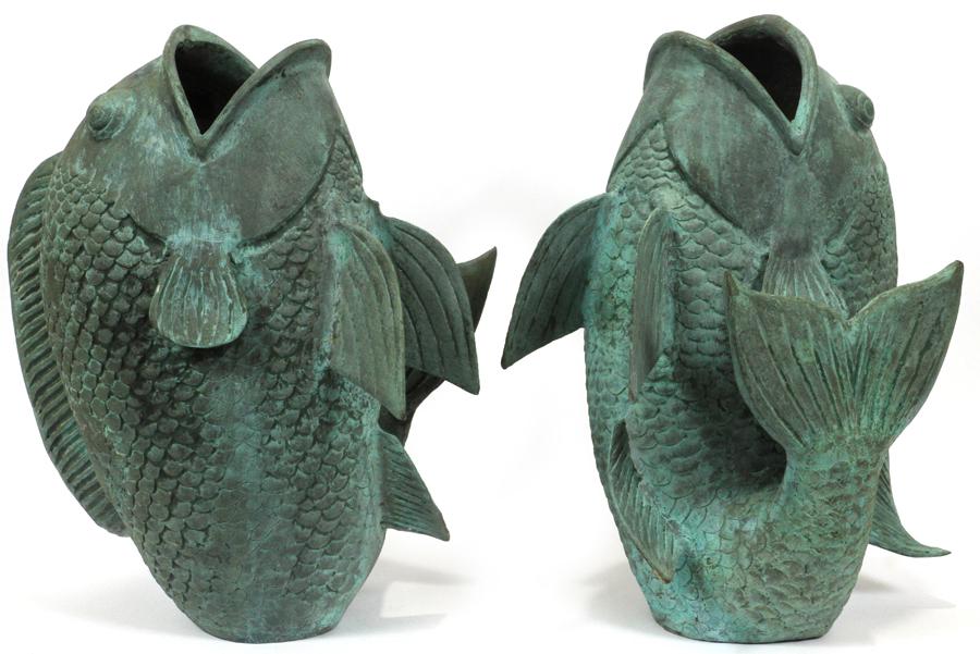 BRONZE FISH FORM GARDEN SCULPTURES, TWO (1 of 3)