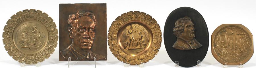 BRONZE PLAQUE GROUPING, 5 PCS (1 of 9)