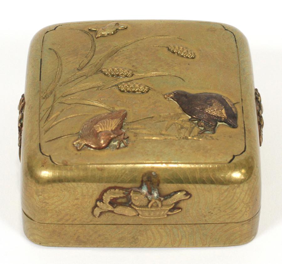 JAPANESE BRONZE AND MIXED MEDIA COVERED BOX (1 of 5)