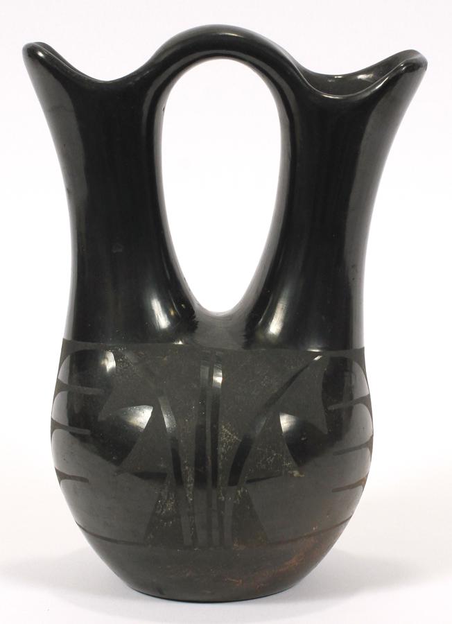 SAN ILDEFONSO, NEW MEXICO, BLACKWARE WEDDING VASE (1 of 3)
