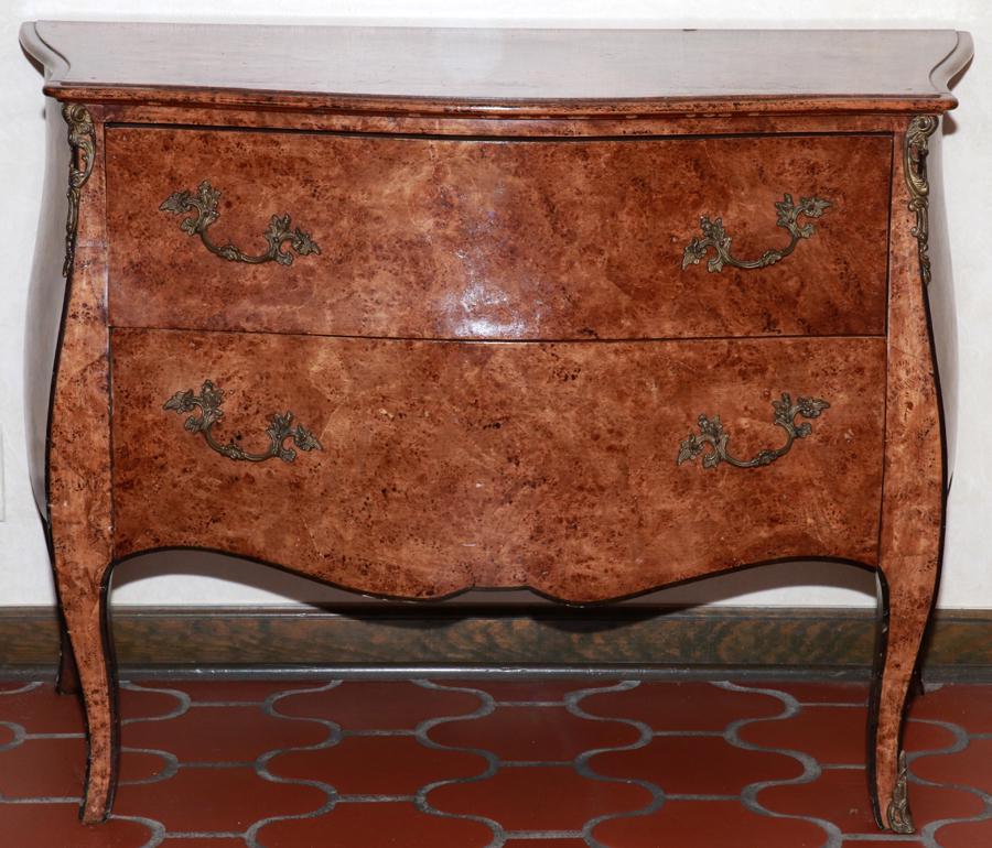 WALNUT FRENCH STYLE TWO DRAWER COMMODE (1 of 4)