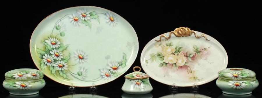 BAVARIAN HAND PAINTED PORCELAIN DRESSER SET (1 of 11)