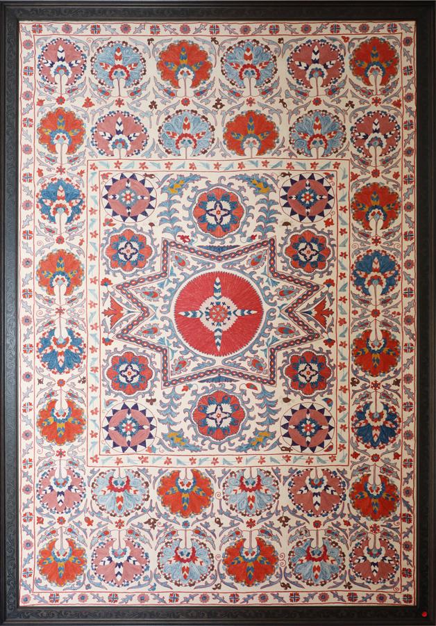 UZBEKISTAN SILK & COTTON EMBROIDERED SUZANI (1 of 3)