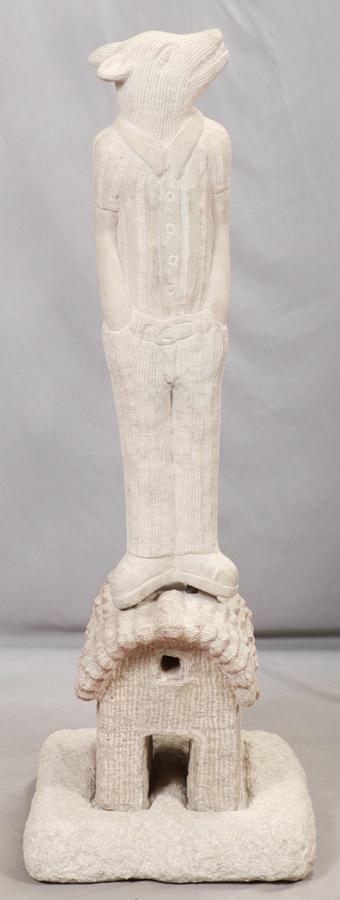 CHRIS BERTI STONE SCULPTURE, 3 PCS, "WOLF BOY" (1 of 4)