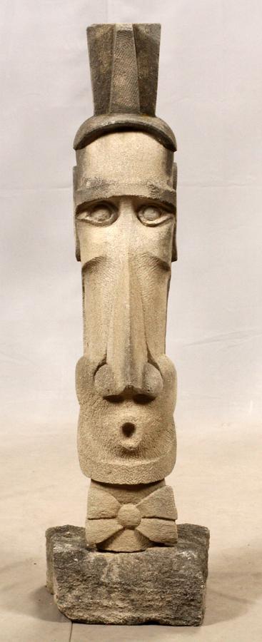 CHRIS BERTI STONE SCULPTURE, H 46", W 14" (1 of 3)