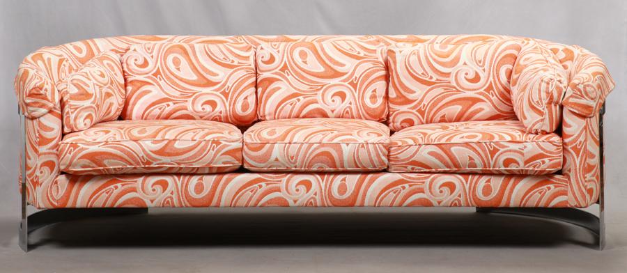 RETRO 3-CUSHION SOFA, C. 1960, H 28", W 84" (1 of 4)