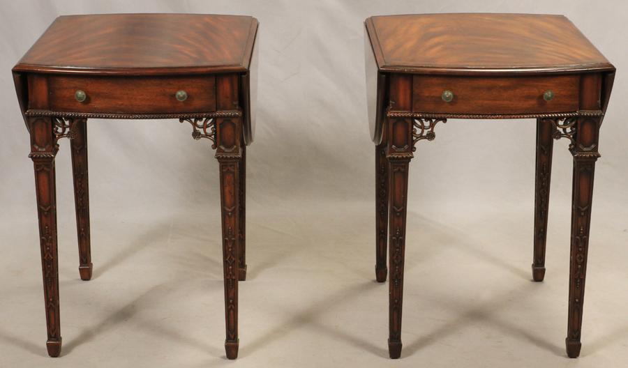 MAITLAND SMITH DROP LEAF MAHOGANY END TABLES, PAIR (1 of 10)