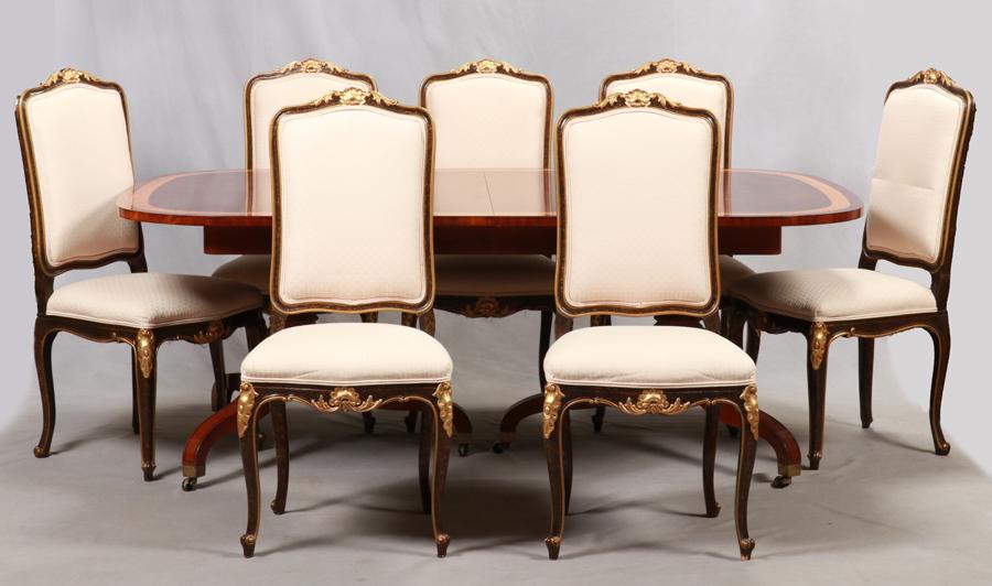 JOHN WIDDICOMB BURL WALNUT & FRUITWOOD DINING SET (1 of 9)