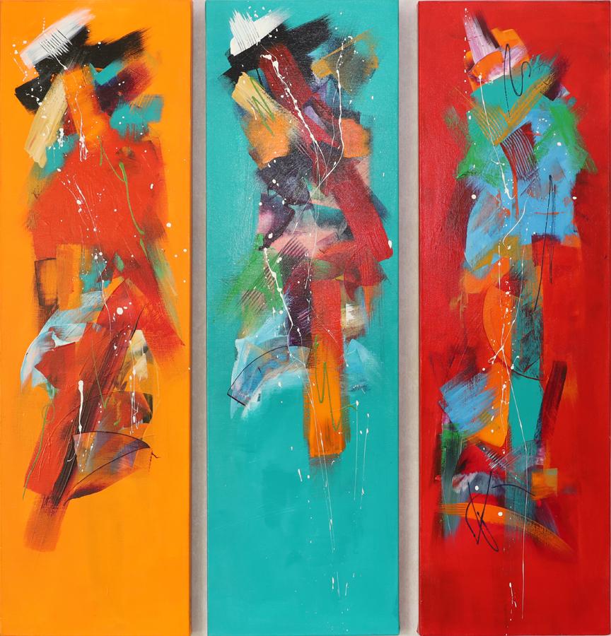 NICHOLAS P. FOSCHI ACRYLIC ON CANVAS TRIPTYCH (1 of 2)
