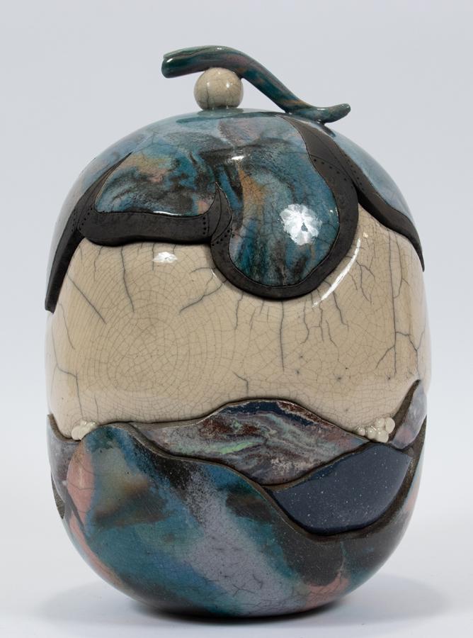 BILL HERB (FLORIDA), CERAMIC LIDDED VESSEL, H 12" (1 of 4)
