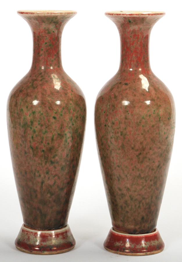CHINESE PORCELAIN PEACH BLOOM VASES PAIR (1 of 4)