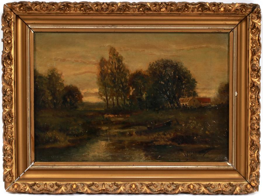 C. BERECK OIL ON CANVAS, 19TH C, RIVER LANDSCAPE (1 of 5)
