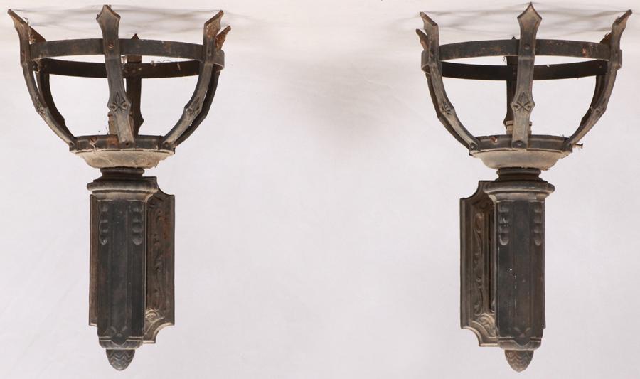 CAST IRON LANTERNS, PAIR, H 22", W 15" (1 of 4)