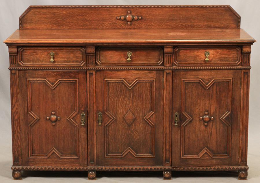 WYLIE & LOCHHEAD LTD WALNUT SIDEBOARD H 35" W 59": WYLIE & LOCHHEAD LTD WALNUT SIDEBOARD H 35" W 59" Three upper drawers and three lower doors. H 35" x W 59" x D 20.5", including backsplash H 41"